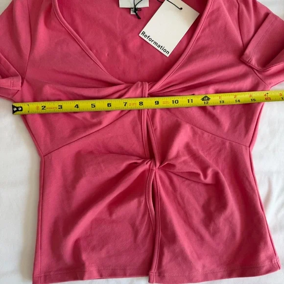 NWT Reformation "Silas" Snapdragon Pink Front Cutout Long Sleeve Knit Top - Picture 15 of 15
